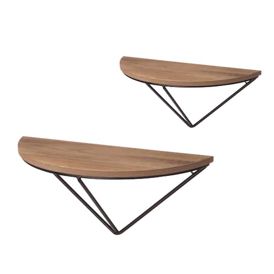 Glitzhome&#xAE; Farmhouse Metal &#x26; Wooden Triangle Floating Shelf Set